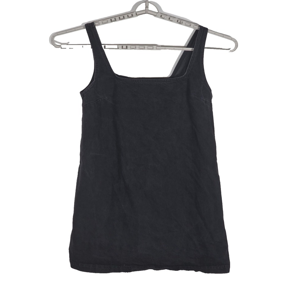 ASOS Womens 14 Black Denim Mini Dress Sleeveless Square Neck Casual Streetwear